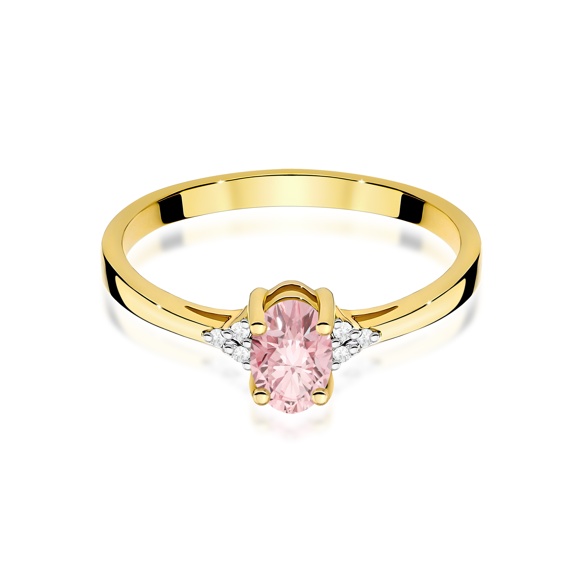 Ring in yellow gold with rose diamond lab-grown and diamonds – product image 2