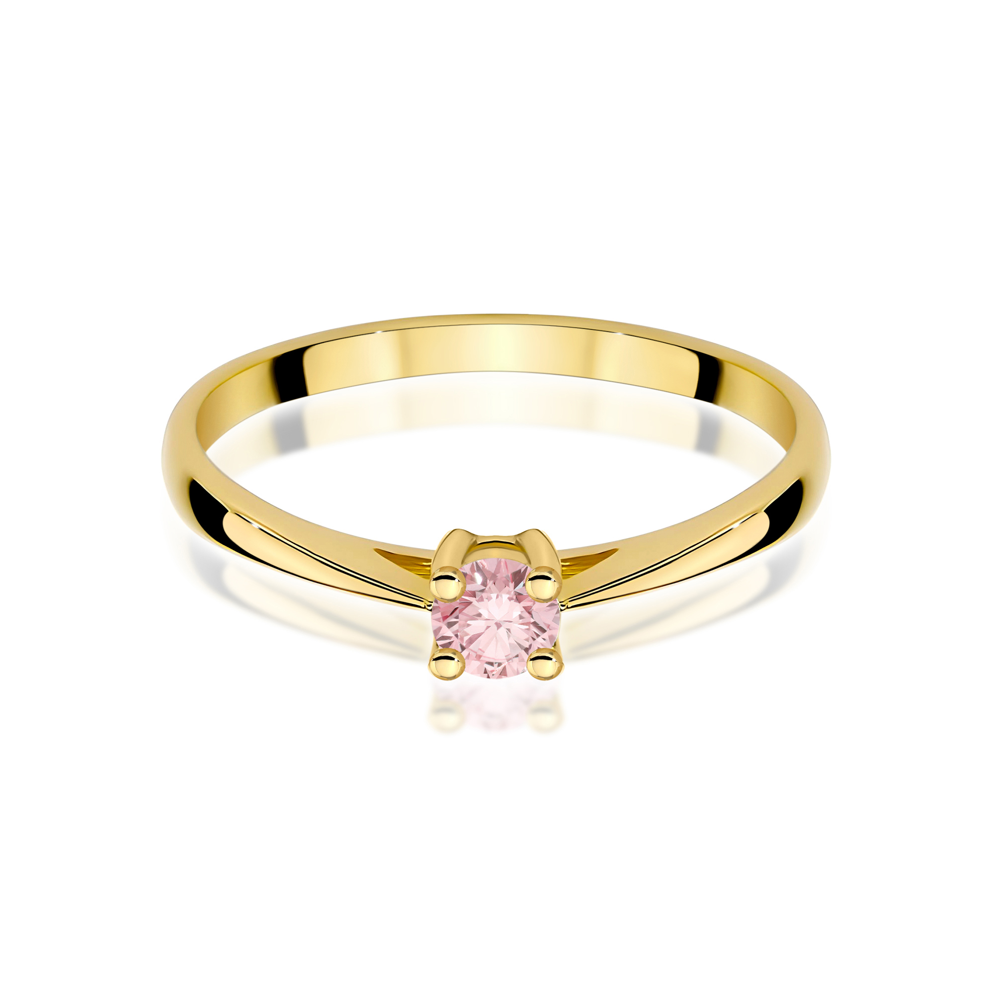 Ring with rose diamond lab-grown 0,15 ct in yellow gold – product image 2