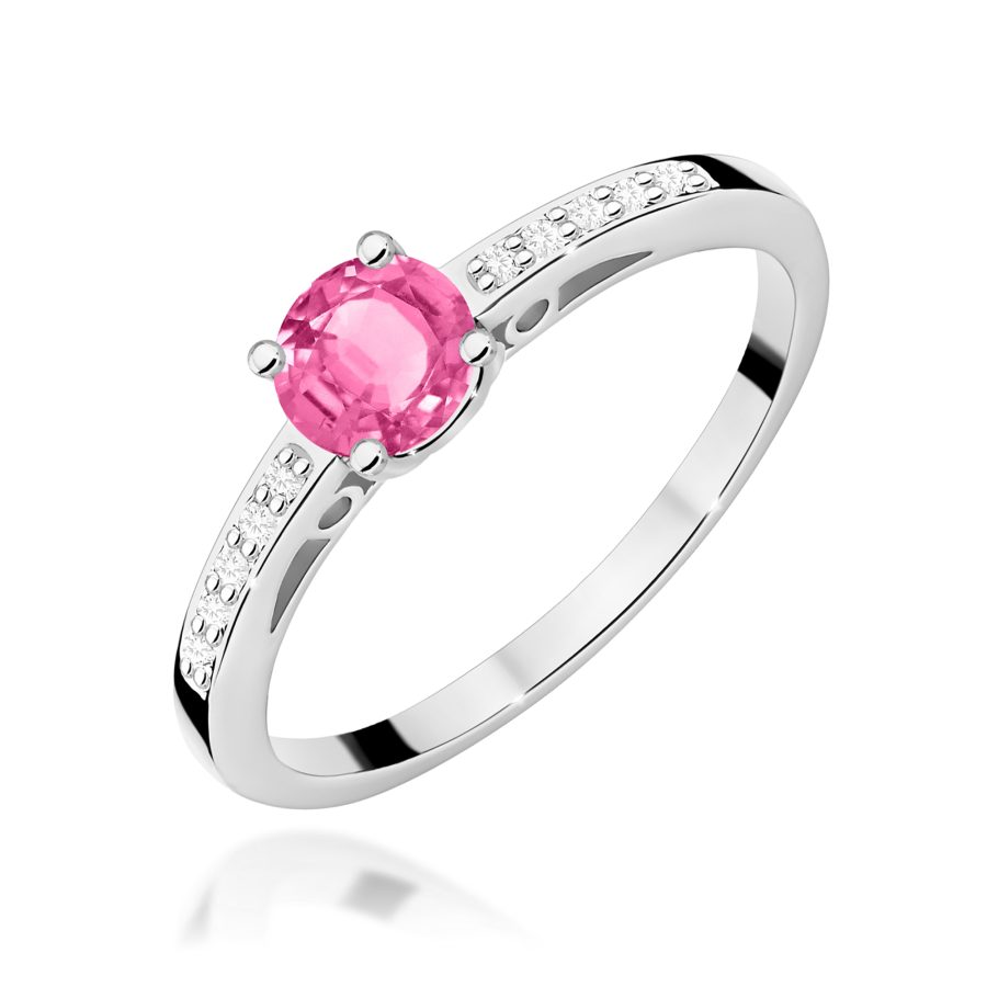 Pierścionek z kamieniem topaz różowy 0,60 ct W0066 – białe złoto próby 585 – widok produktu 1