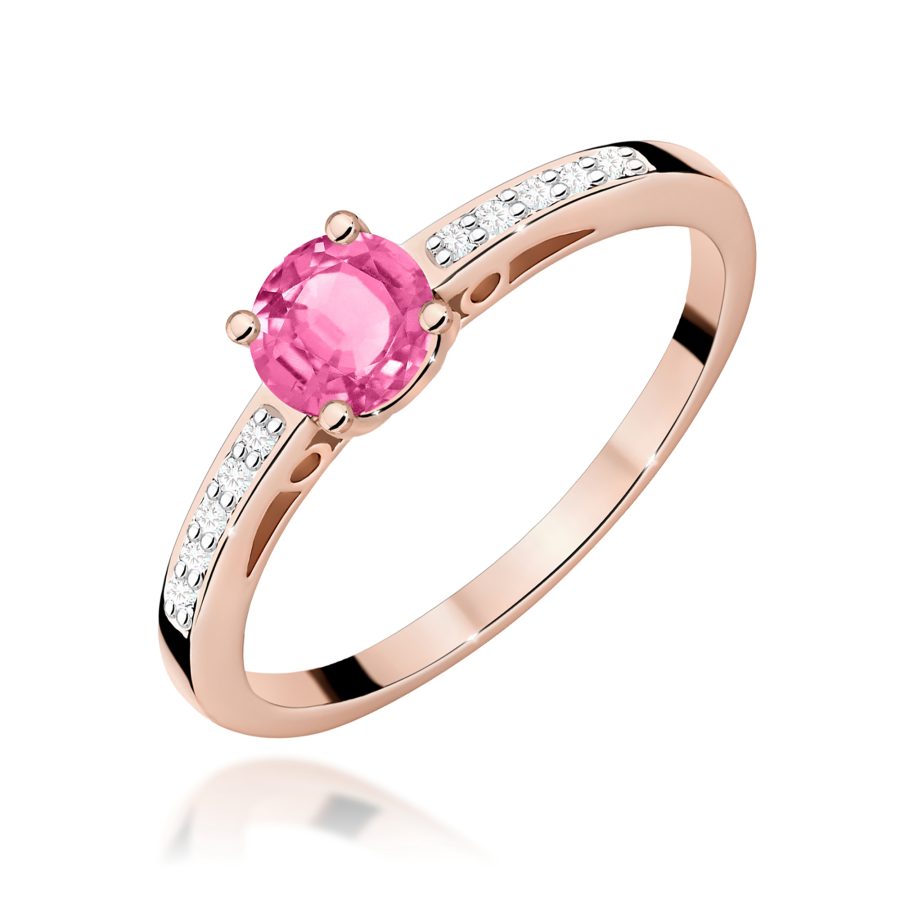 Pierścionek z kamieniem topaz różowy 0,60 ct W0066 – różowe złoto próby 585 – widok produktu 1