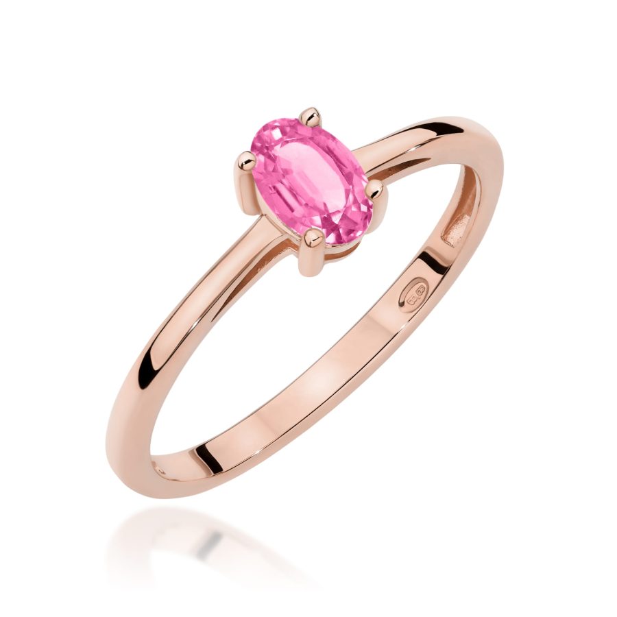 Pierścionek z kamieniem topaz różowy 0,50 ct W0685 – różowe złoto próby 585 – widok produktu 1