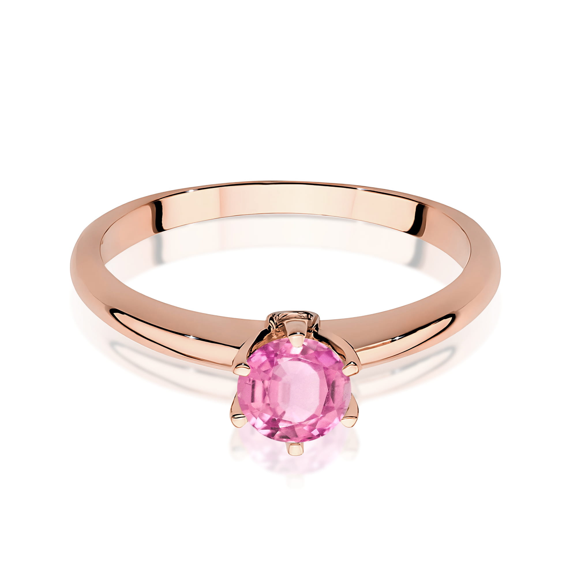 Ring with rose topaz 0,60 ct and diamonds – rose gold – product image 2