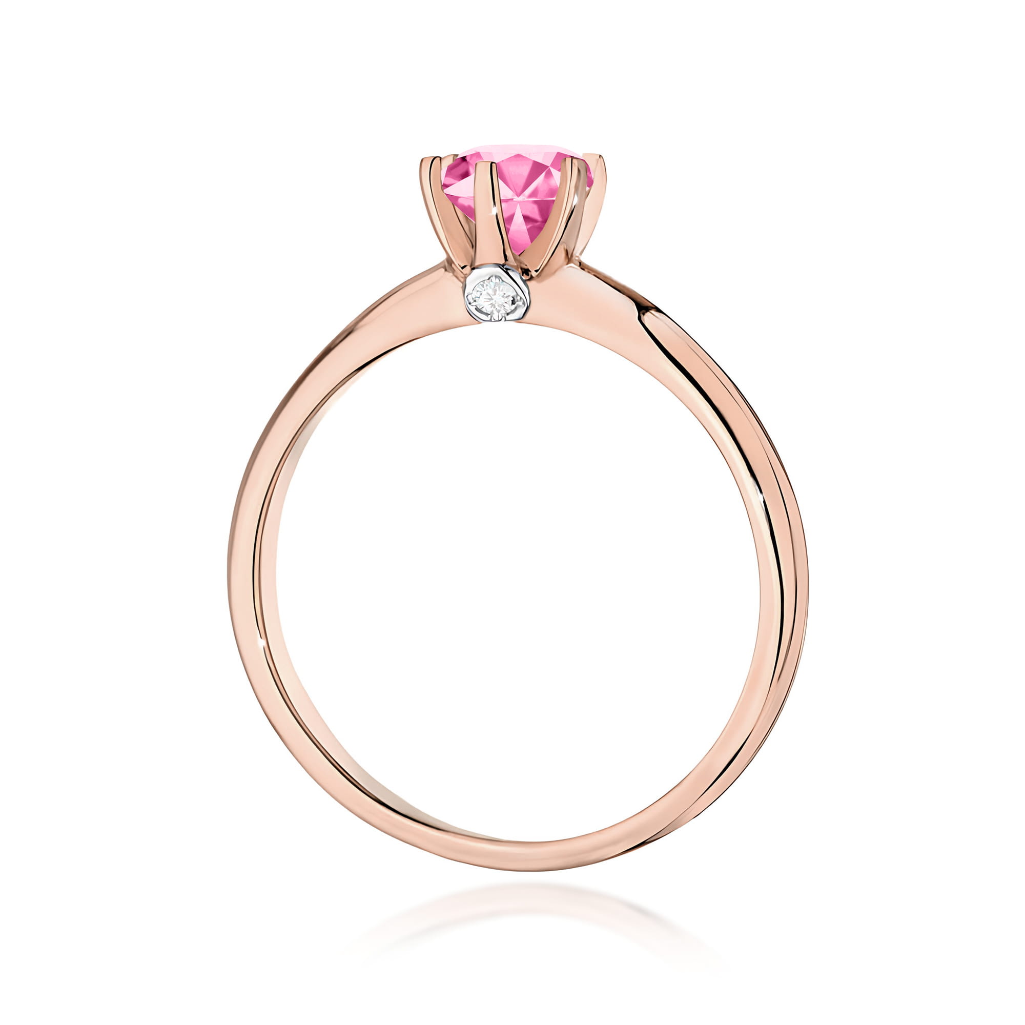 Ring with rose topaz 0,60 ct and diamonds – rose gold – product image 3