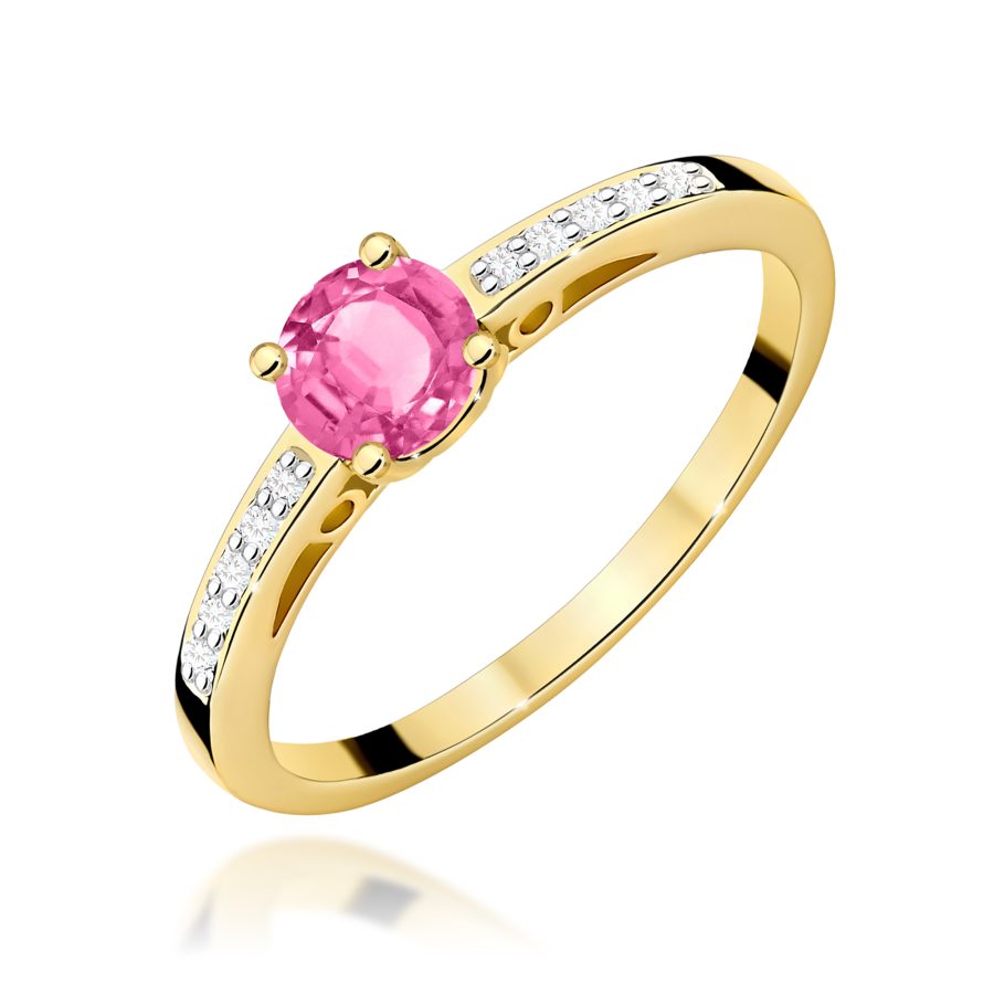 Pierścionek z kamieniem topaz różowy 0,60 ct W0066 – żółte złoto próby 585 – widok produktu 1