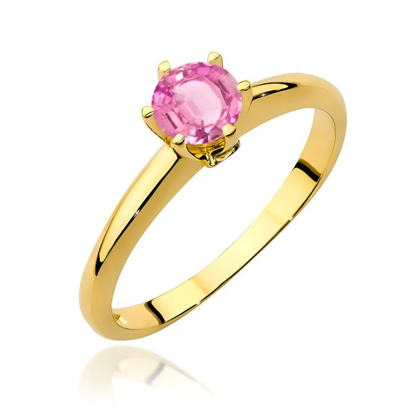 Pierścionek z kamieniem topaz różowy 0,60 ct W0557 – żółte złoto próby 585 – widok produktu 1
