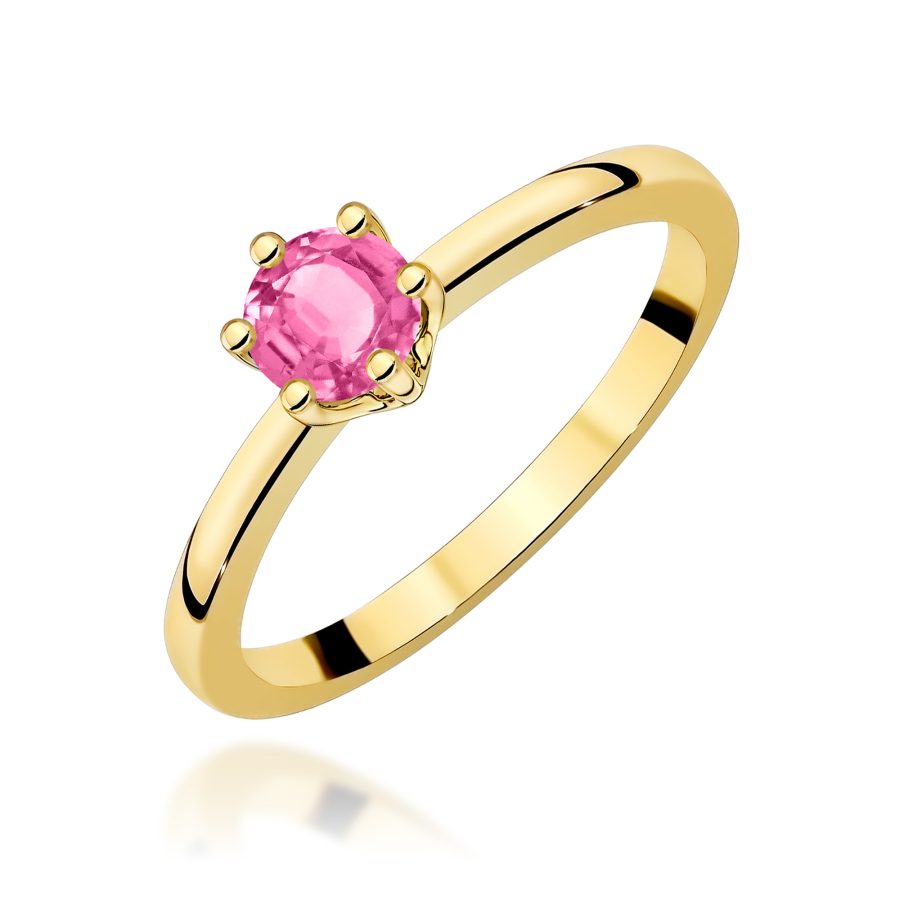Pierścionek z kamieniem topaz różowy 0,60 ct W0563 – żółte złoto próby 585 – widok produktu 1