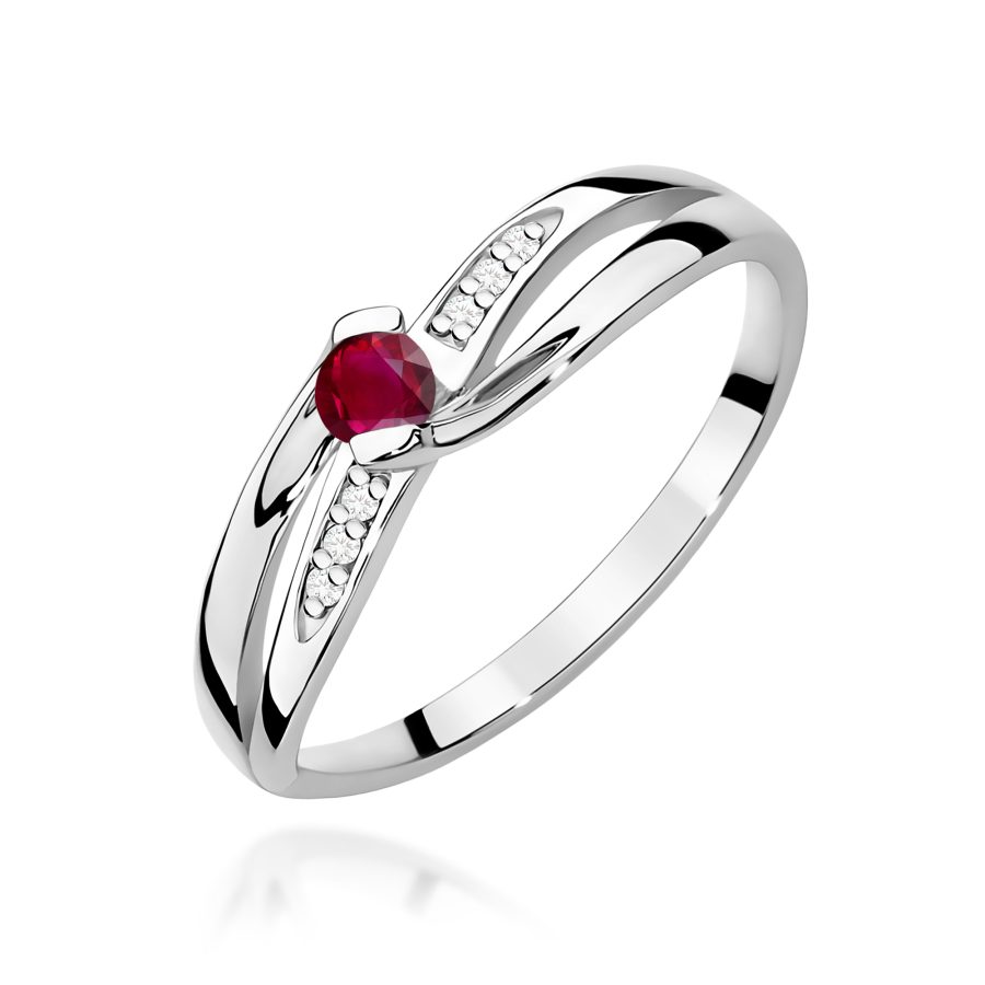 Pierścionek z rubinem 0,15 ct W0415 – białe złoto próby 585 – widok produktu 1