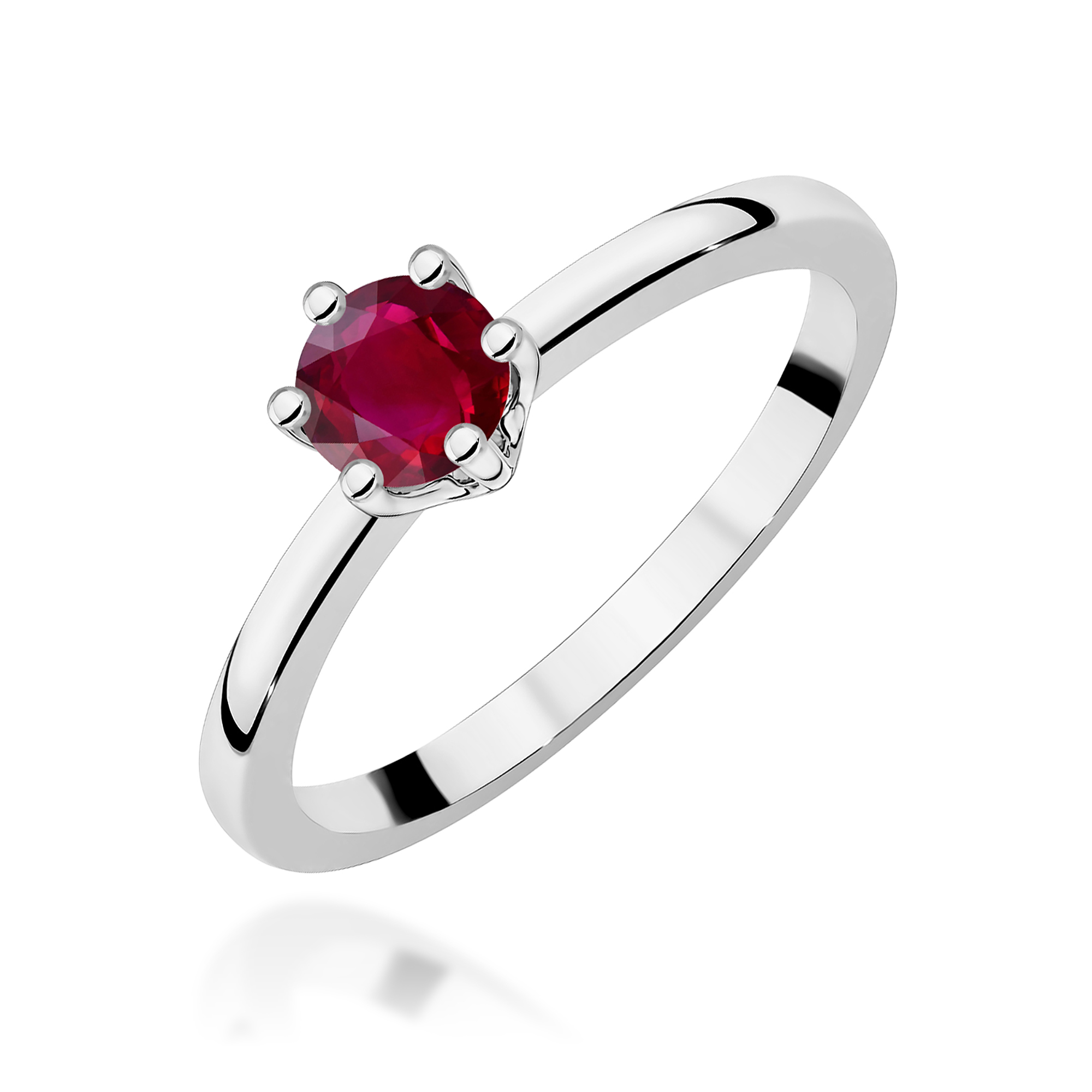 Pierścionek z rubinem 0,60 ct W0563 – białe złoto próby 585 – widok produktu 1
