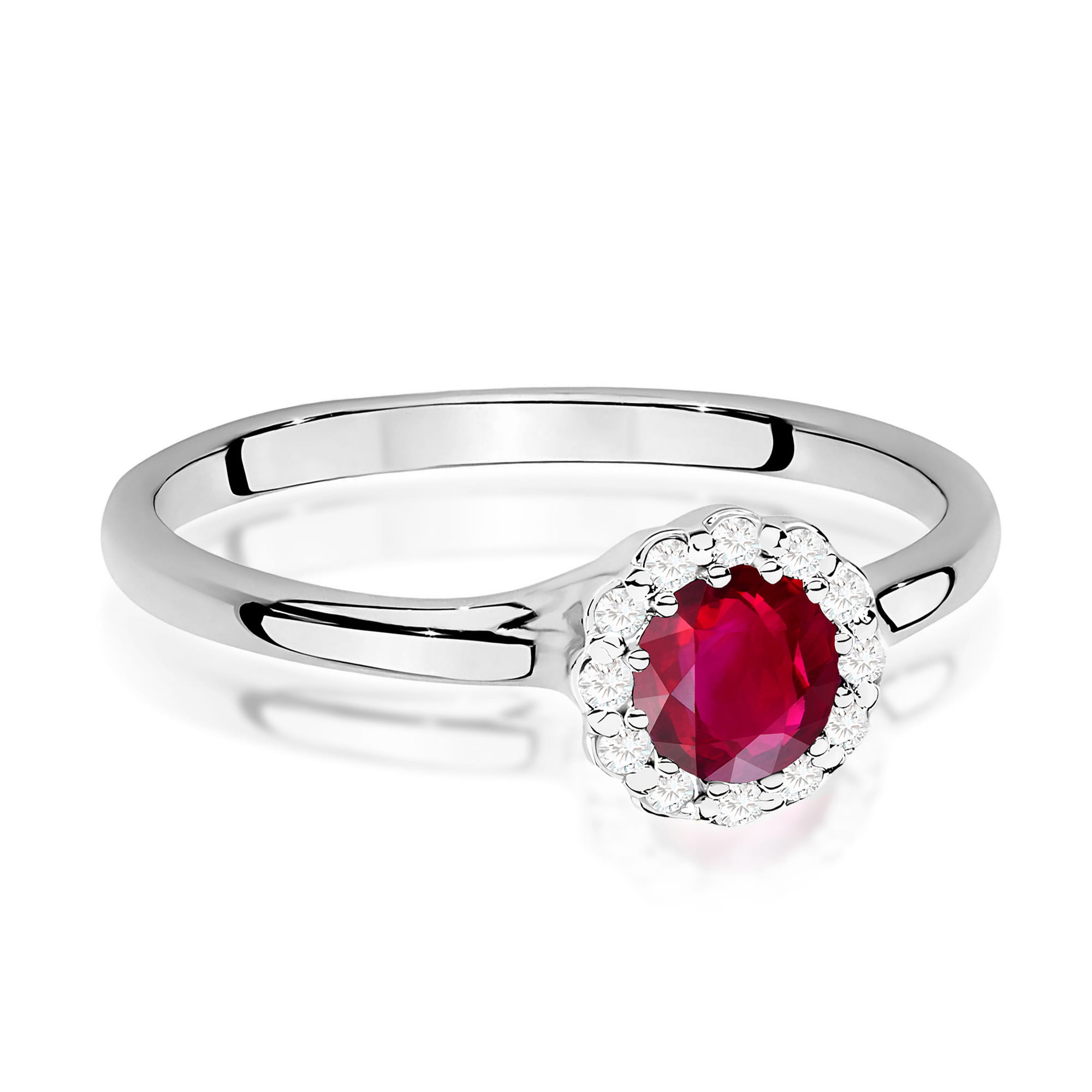 Pierścionek z rubinem 0,60 ct W0622 – białe złoto próby 585 – widok produktu 2