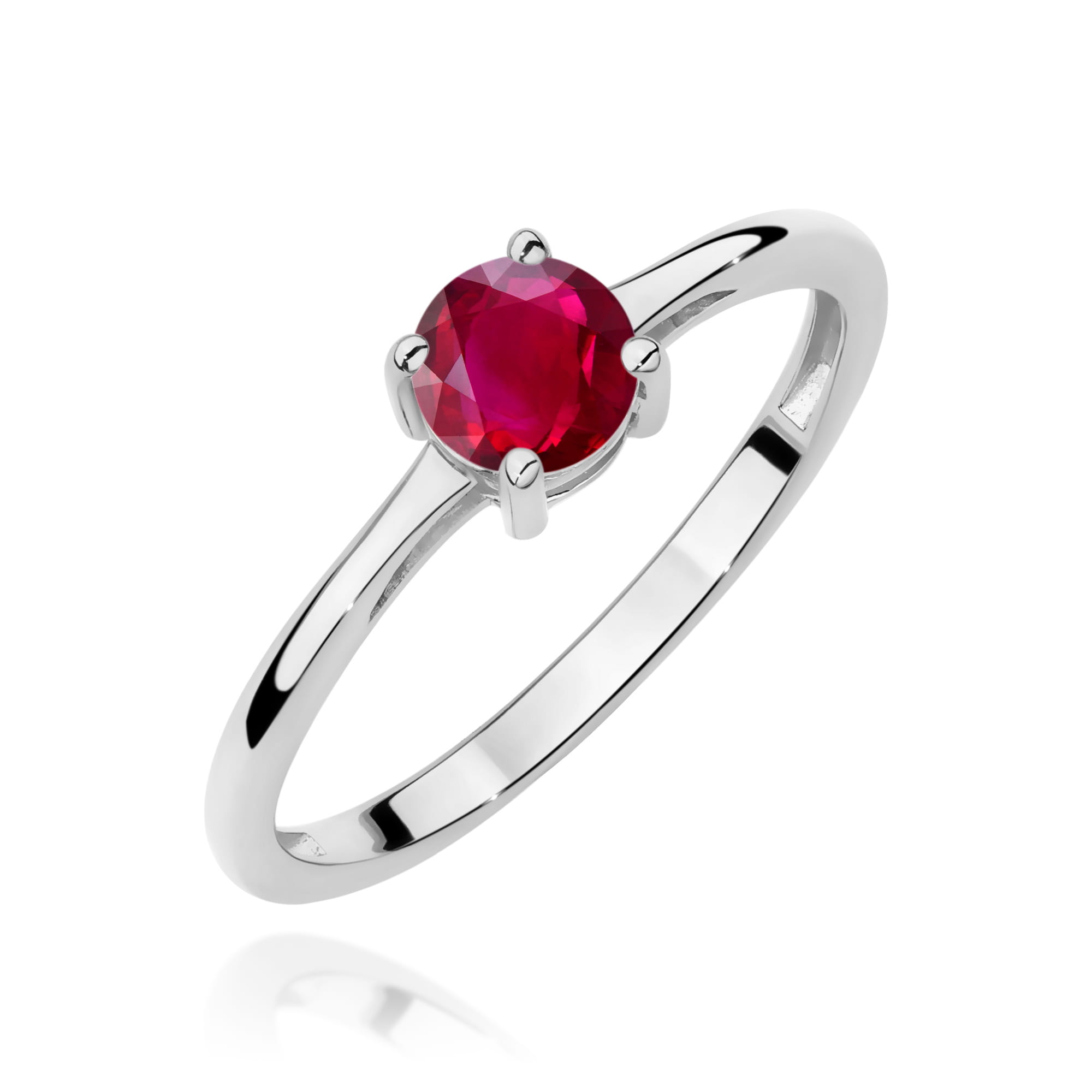 Pierścionek z rubinem 0,60 ct W0656 – białe złoto próby 585 – widok produktu 1