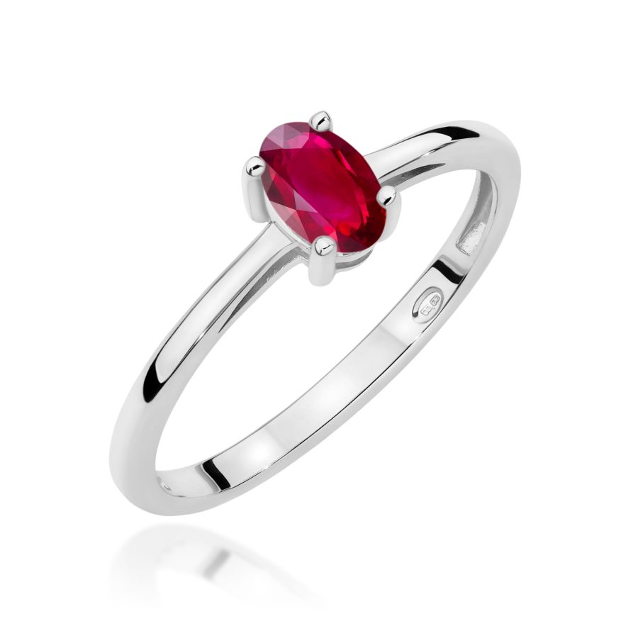 Pierścionek z rubinem 0,60 ct W0685 – białe złoto próby 585 – widok produktu 1