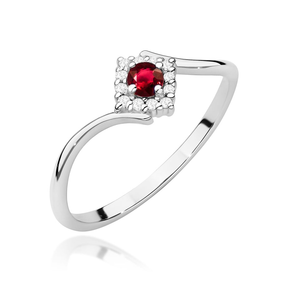 Pierścionek z rubinem 0,15 ct W0702 – białe złoto próby 585 – widok produktu 1