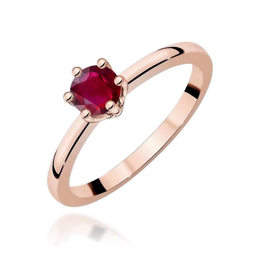 Pierścionek z rubinem 0,60 ct W0563 – różowe złoto próby 585 – widok produktu 1