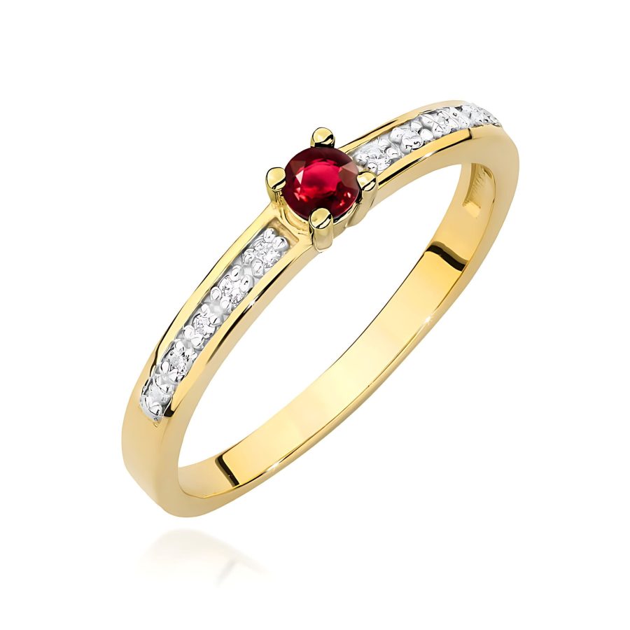 Pierścionek z rubinem 0,15 ct W0288 – żółte złoto próby 585 – widok produktu 1