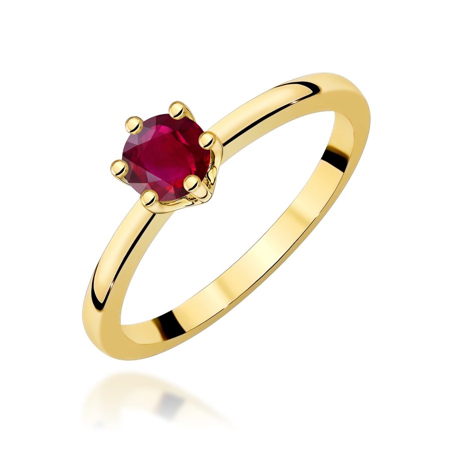 Pierścionek z rubinem 0,60 ct W0563 – żółte złoto próby 585 – widok produktu 1