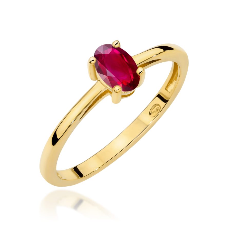 Pierścionek z rubinem 0,60 ct W0685 – żółte złoto próby 585 – widok produktu 1