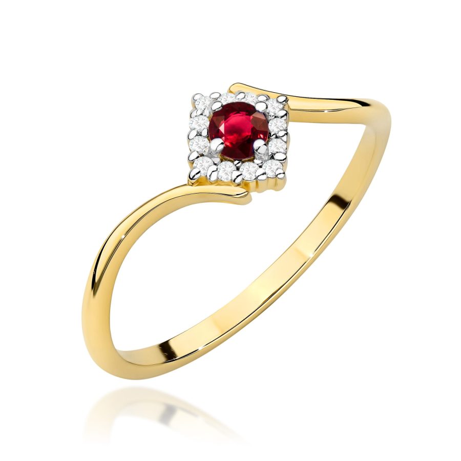 Pierścionek z rubinem 0,15 ct W0702 – żółte złoto próby 585 – widok produktu 1