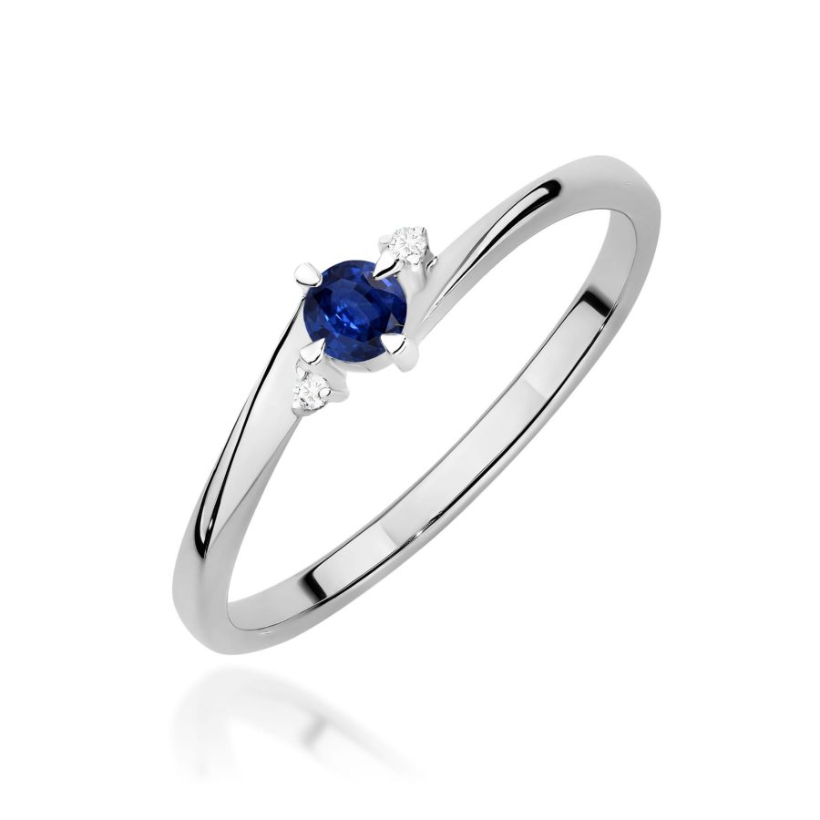 Pierścionek z szafirem 0,15 ct W0346 – białe złoto próby 585 – widok produktu 1