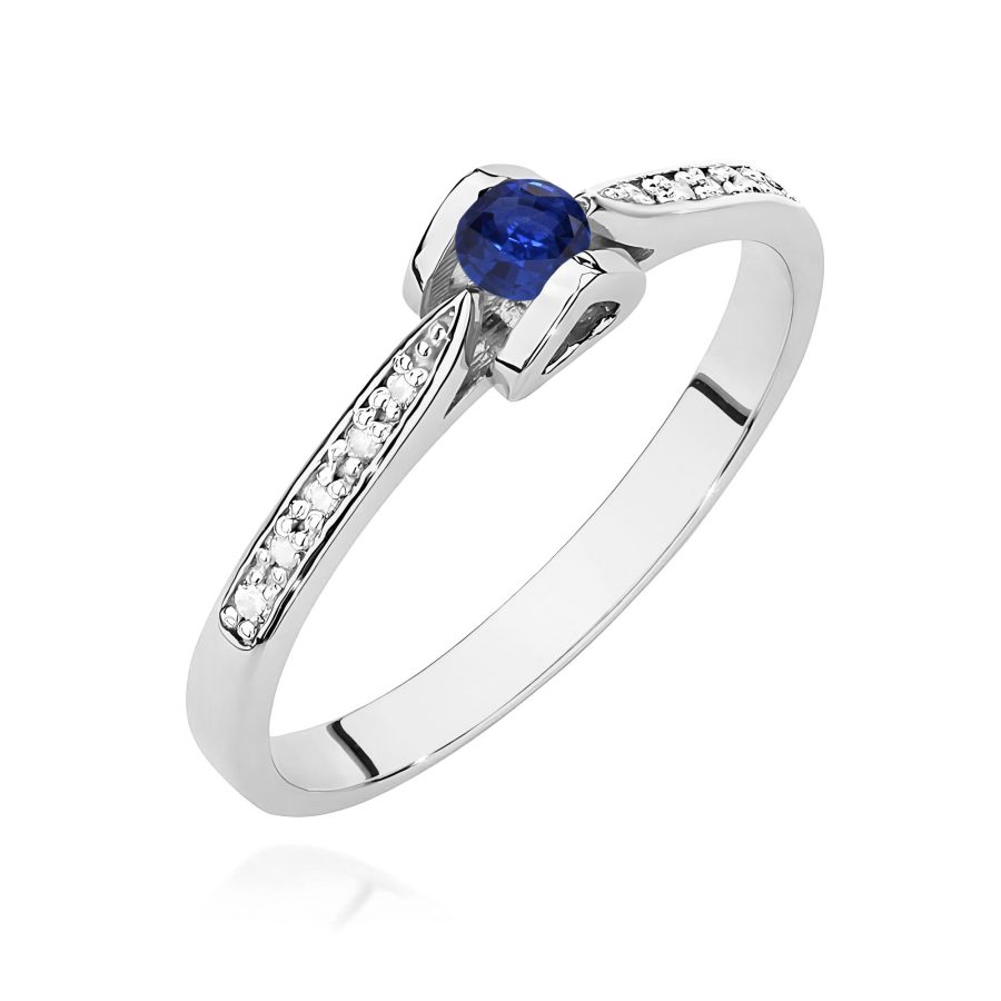 Pierścionek z szafirem 0,15 ct W0435 – białe złoto próby 585 – widok produktu 1