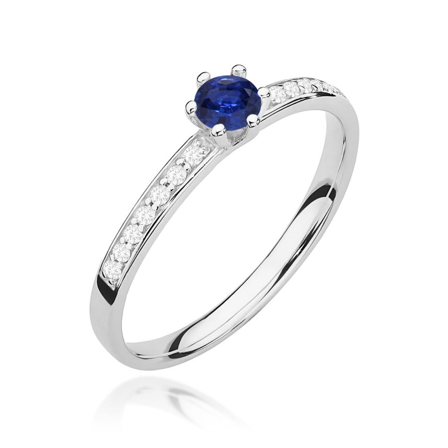 Pierścionek z szafirem 0,15 ct W0459 – białe złoto próby 585 – widok produktu 1