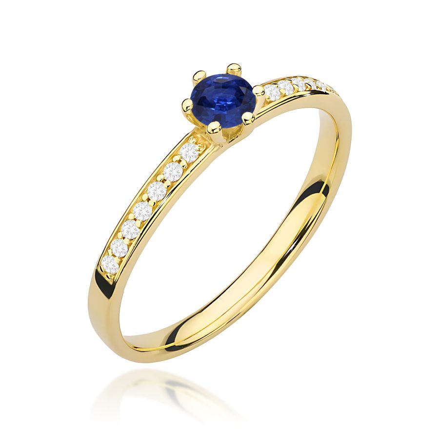 Pierścionek z szafirem 0,15 ct W0459 – żółte złoto próby 585 – widok produktu 1