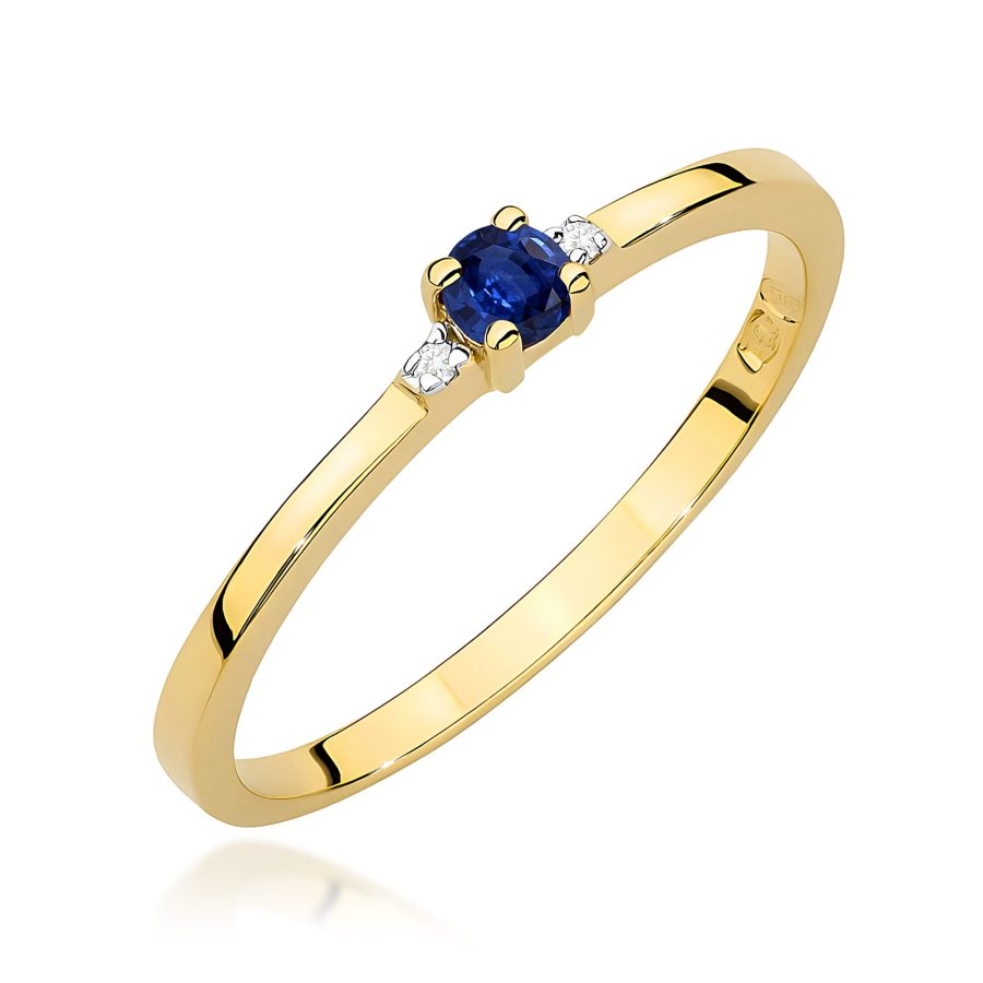 Pierścionek z szafirem 0,15 ct W0464 – żółte złoto próby 585 – widok produktu 1