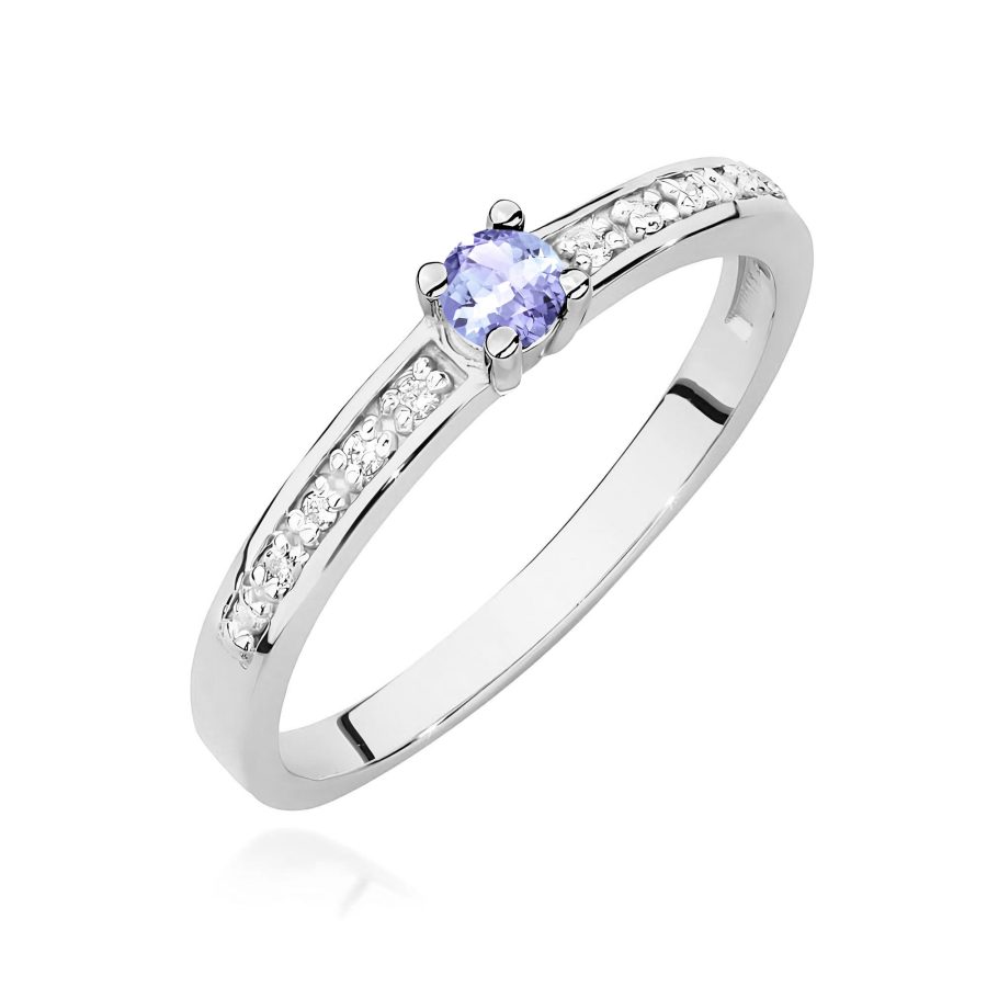 Pierścionek z tanzanitem 0,15 ct W0288 – białe złoto próby 585 – widok produktu 1