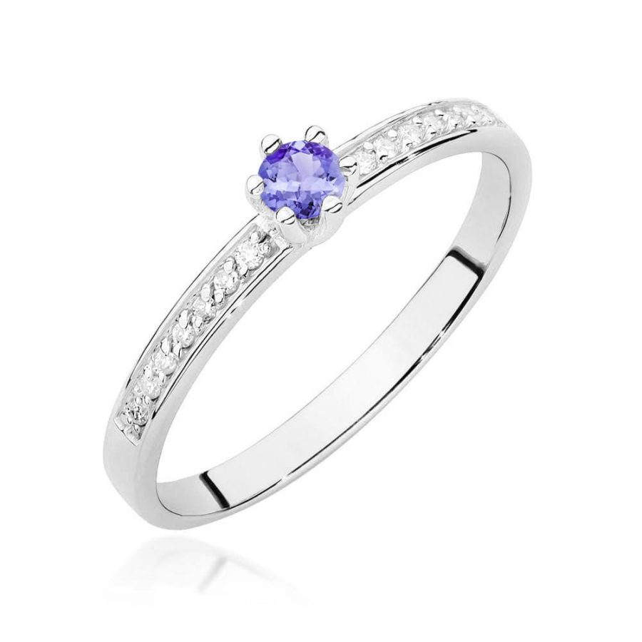 Pierścionek z tanzanitem 0,15 ct W0459 – białe złoto próby 585 – widok produktu 1