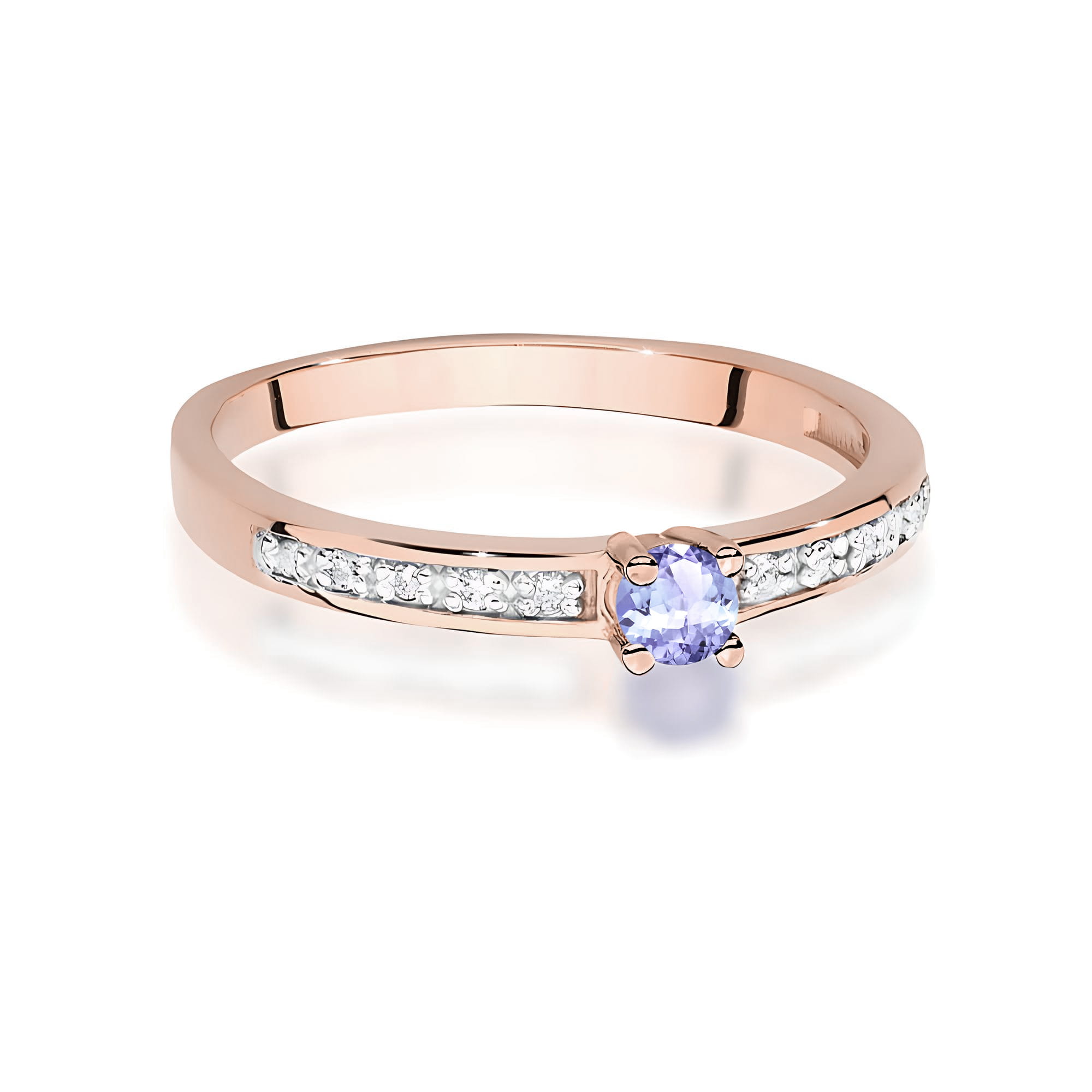Ring with tanzanite and diamonds in rose gold – product image 2