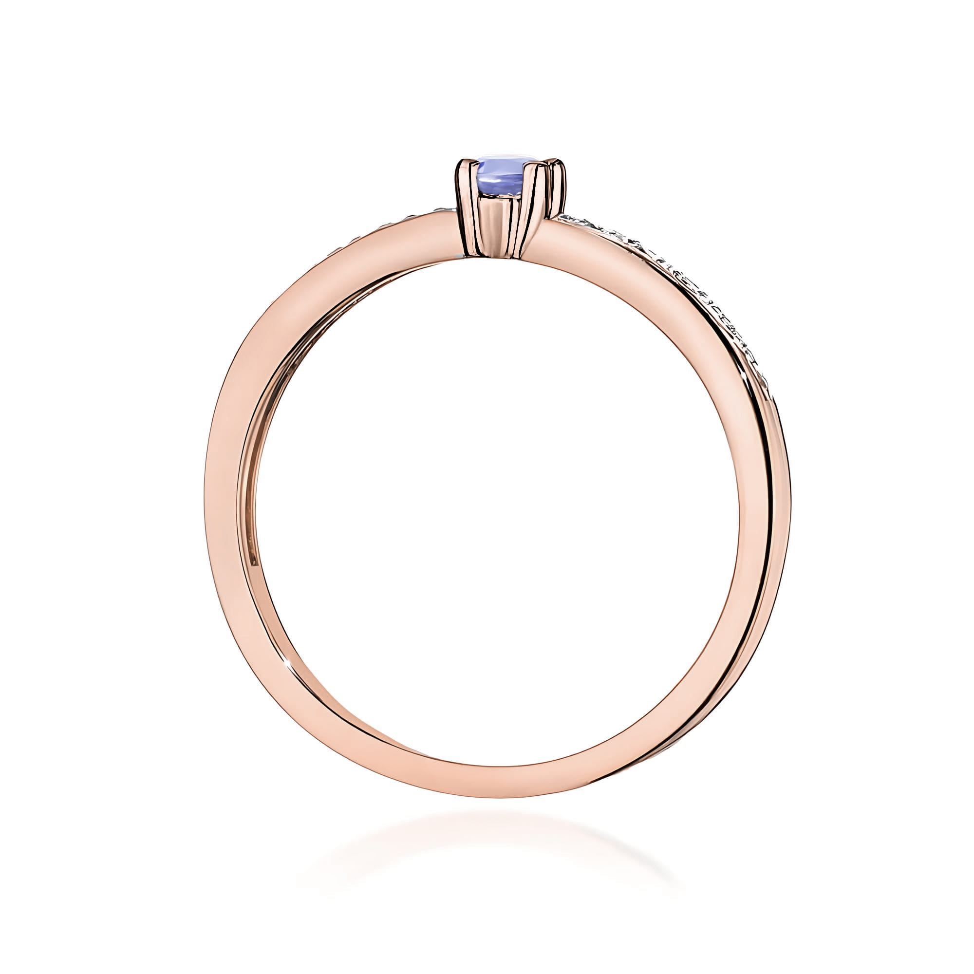 Ring with tanzanite and diamonds in rose gold – product image 3