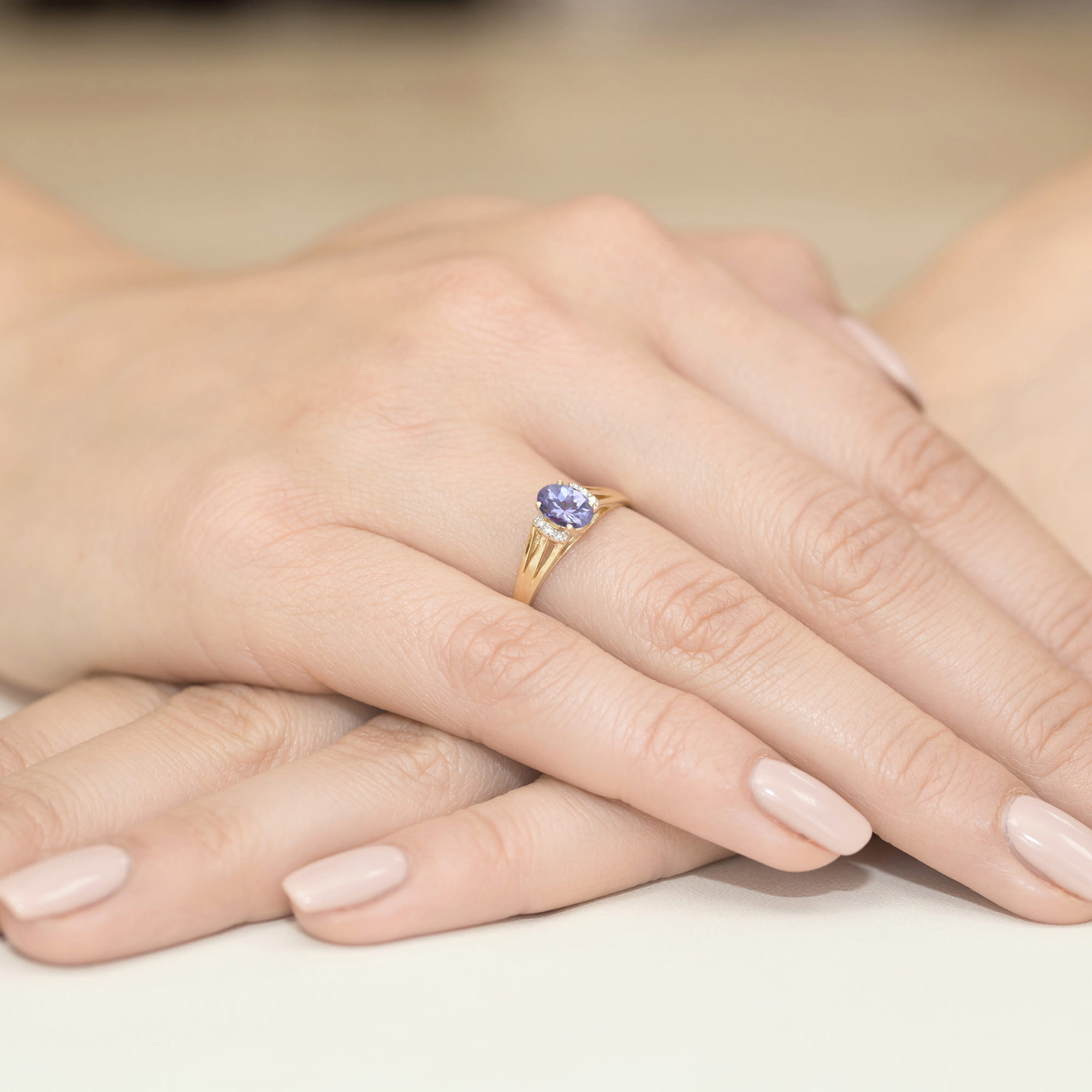 Pierścionek z tanzanitem 0,40 ct W0005 – żółte złoto próby 585 – widok produktu 4