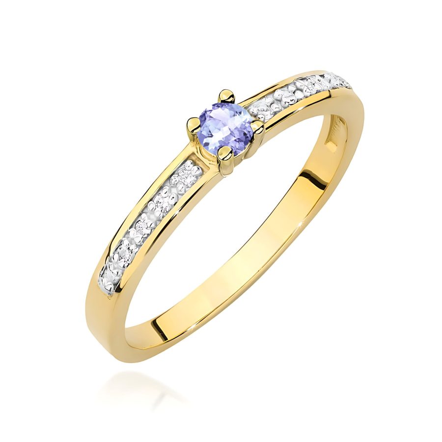 Pierścionek z tanzanitem 0,15 ct W0288 – żółte złoto próby 585 – widok produktu 1
