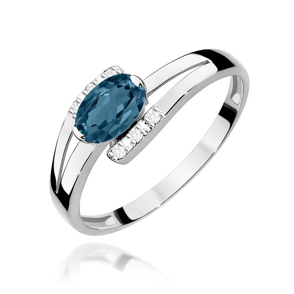 Pierścionek z kamieniem topaz london blue 0,50 ct W0119 – białe złoto próby 585 – widok produktu 1