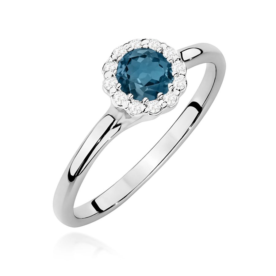 Pierścionek z kamieniem topaz london blue 0,50 ct W0622 – białe złoto próby 585 – widok produktu 1