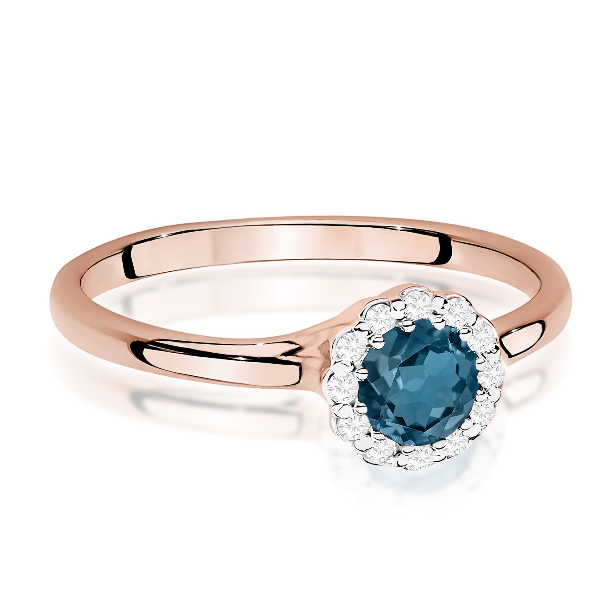 Ring with topaz London Blue and diamonds – product image 2