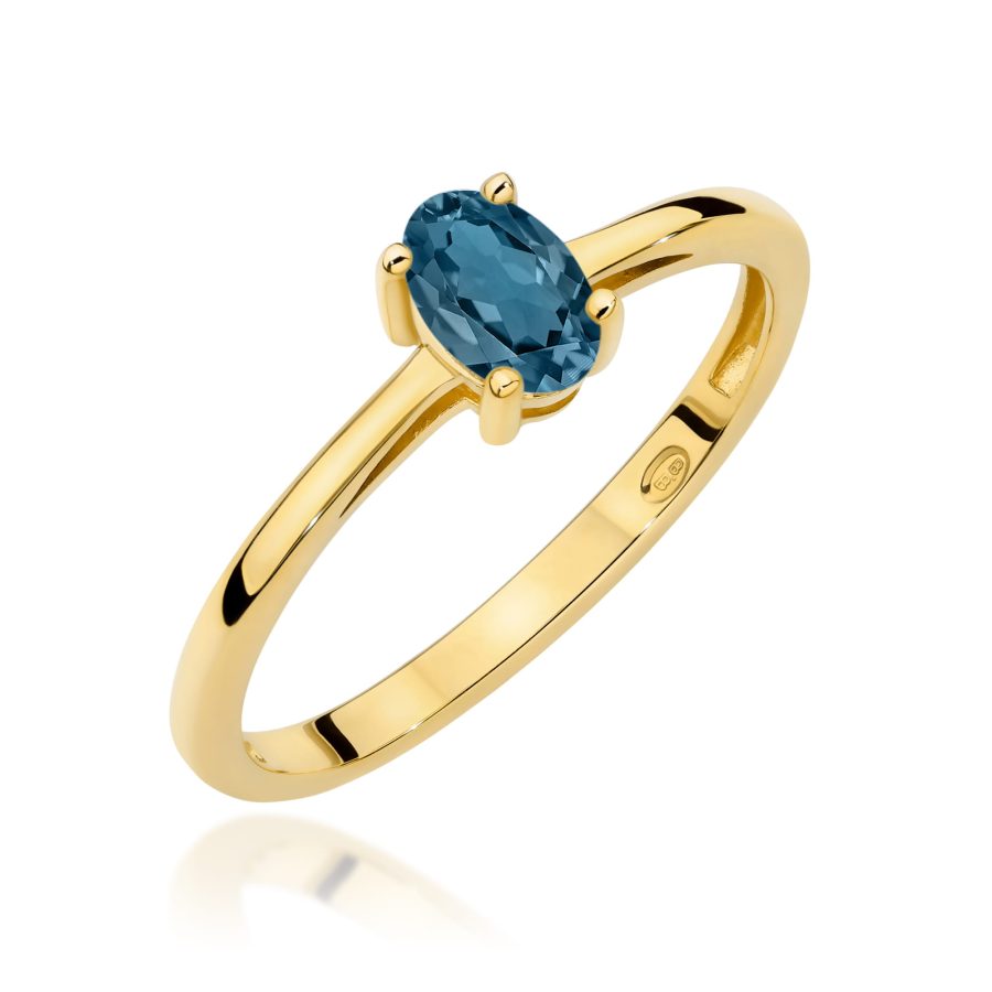 Pierścionek z kamieniem topaz london blue 0,50 ct W0685 – żółte złoto próby 585 – widok produktu 1