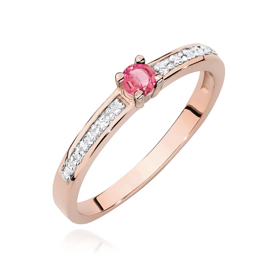 Pierścionek z kamieniem topaz swiss 0,15 ct W0288 – różowe złoto próby 585 – widok produktu 1