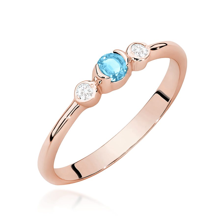 Pierścionek z kamieniem topaz swiss 0,15 ct W0620 – różowe złoto próby 585 – widok produktu 1