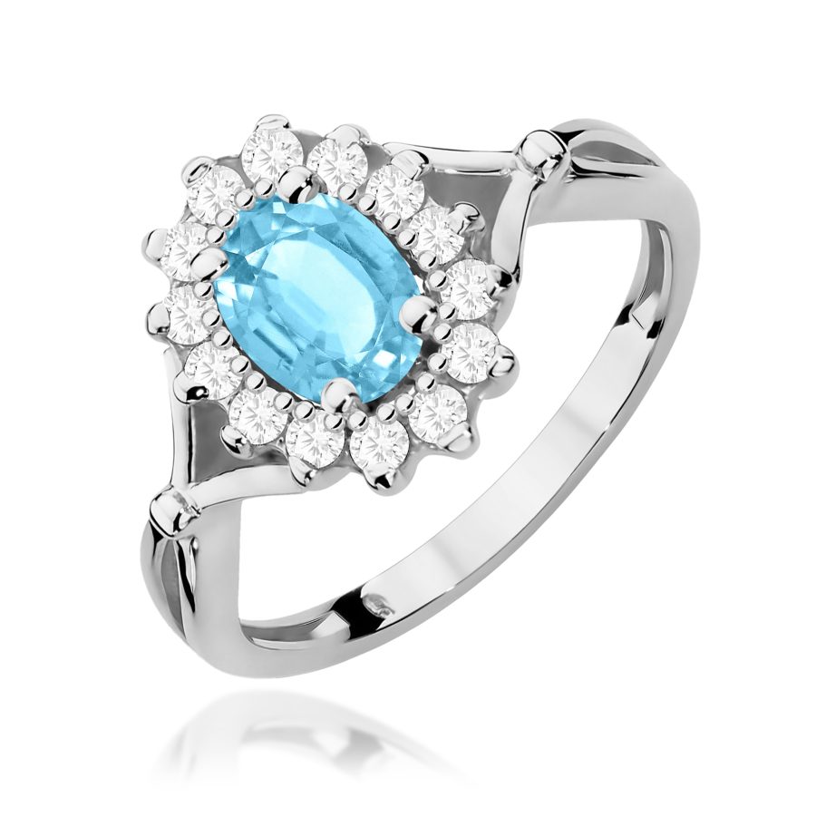 Pierścionek z kamieniem topaz swiss 0,90 ct W0182 – białe złoto próby 585 – widok produktu 1