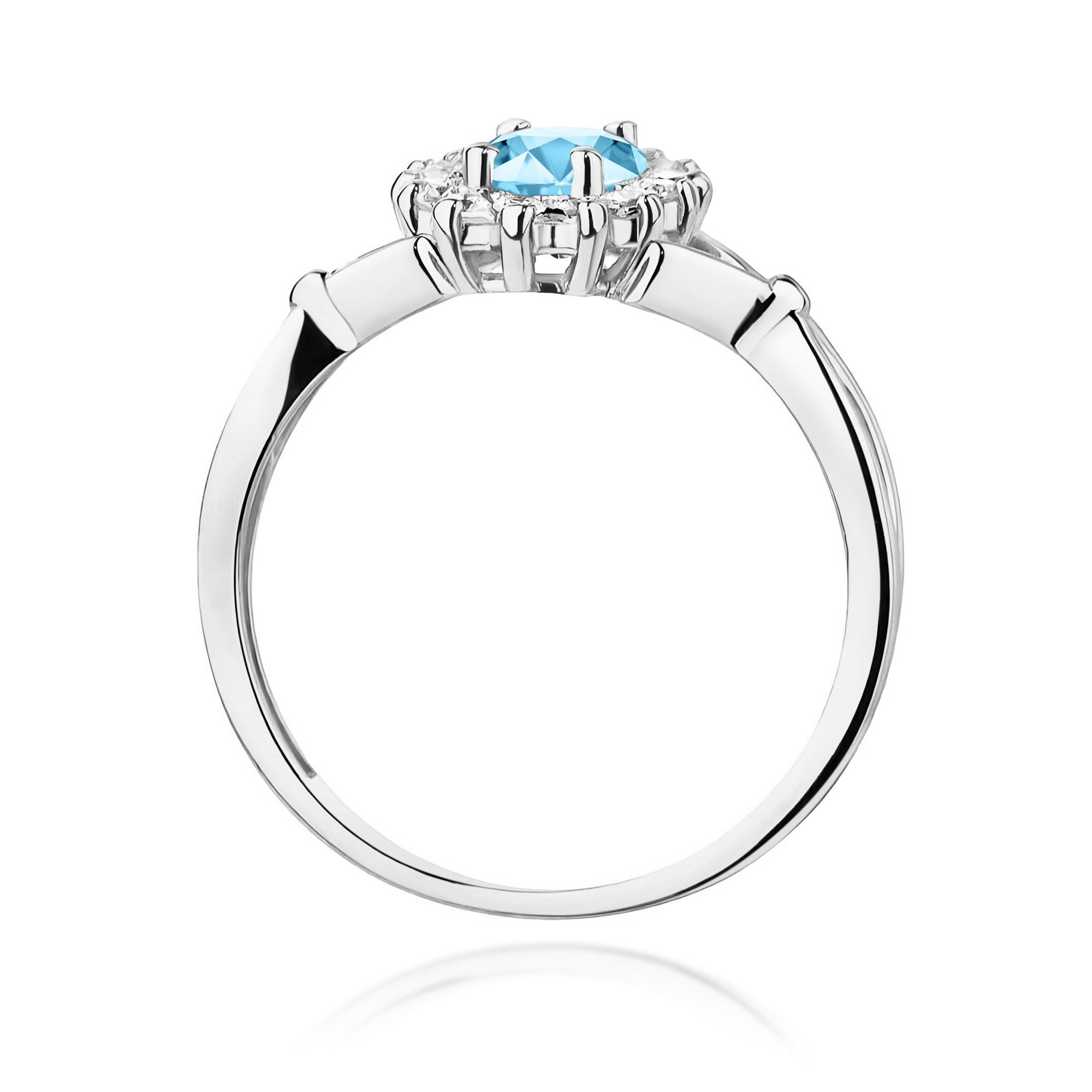 Ring in white gold with Swiss blue topaz and diamonds – product image 3
