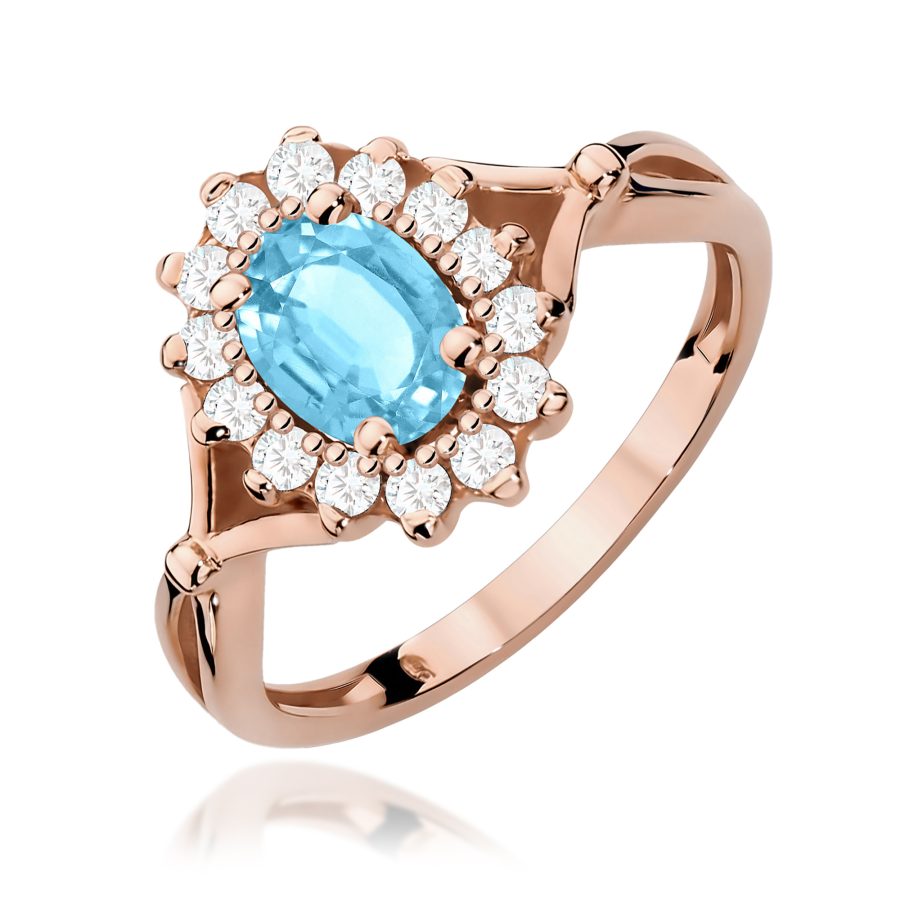 Pierścionek z kamieniem topaz swiss 0,90 ct W0182 – różowe złoto próby 585 – widok produktu 1