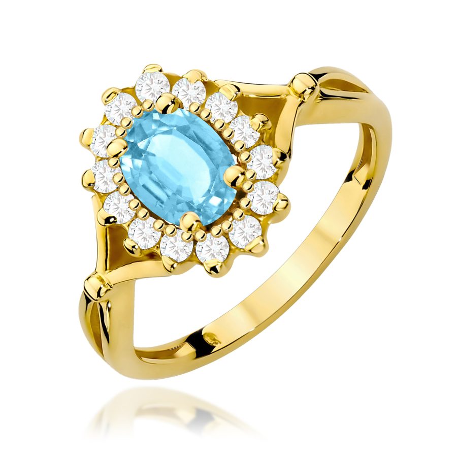 Pierścionek z kamieniem topaz swiss 0,90 ct W0182 – żółte złoto próby 585 – widok produktu 1