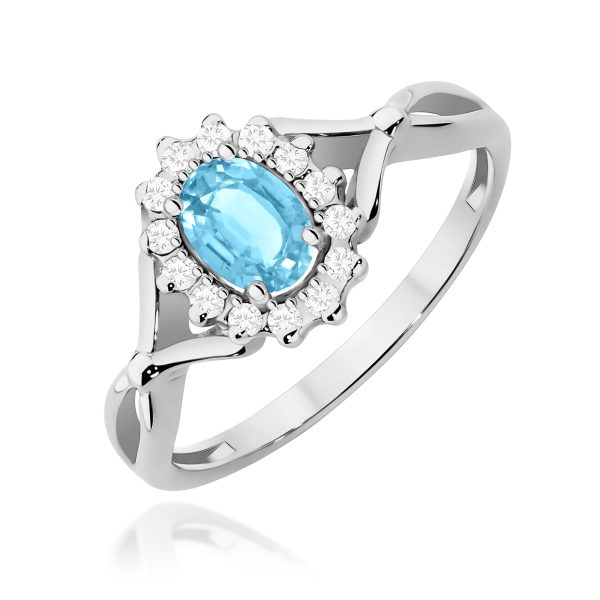 Pierścionek z kamieniem topaz swiss 0,50 ct W0182 – białe złoto próby 585 – widok produktu 1