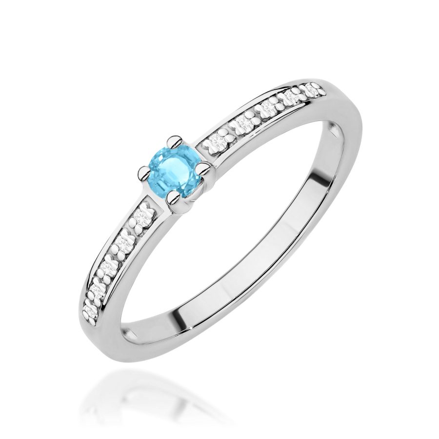 Pierścionek z kamieniem topaz swiss 0,15 ct W0288 – białe złoto próby 585 – widok produktu 1