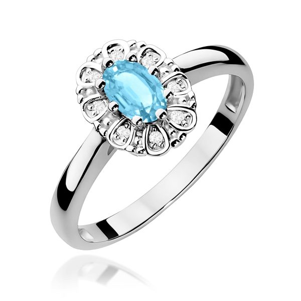 Pierścionek z kamieniem topaz swiss 0,50 ct W0304 – białe złoto próby 585 – widok produktu 1