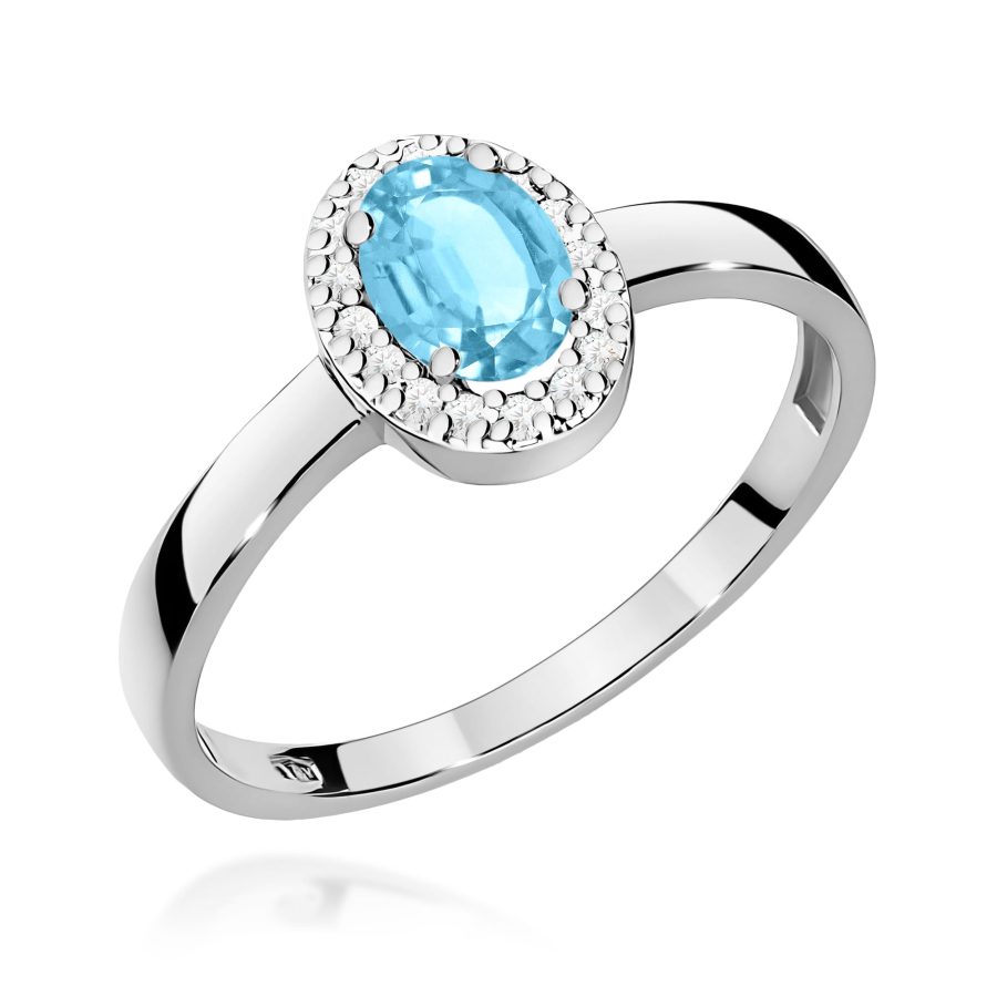 Pierścionek z kamieniem topaz swiss 0,50 ct W0330 – białe złoto próby 585 – widok produktu 1