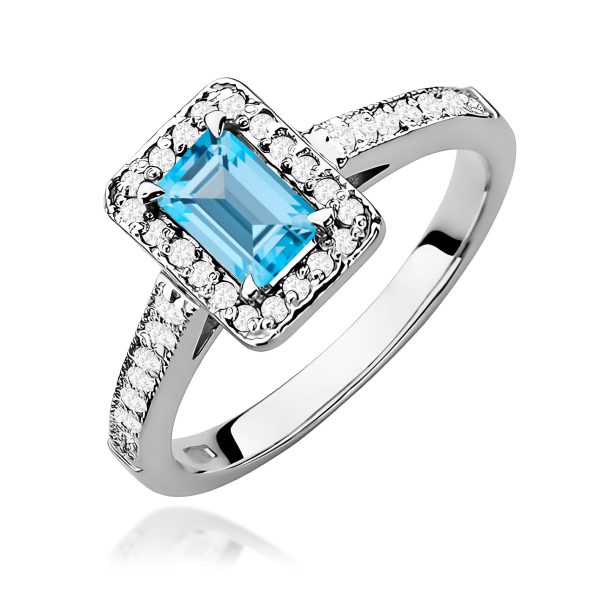 Pierścionek z kamieniem topaz swiss 0,65 ct W0422 – białe złoto próby 585 – widok produktu 1