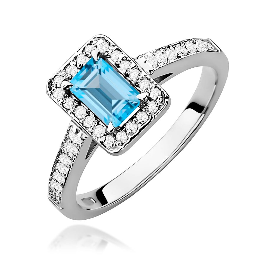 Pierścionek z kamieniem topaz swiss 0,65 ct W0422 – białe złoto próby 585 – widok produktu 1