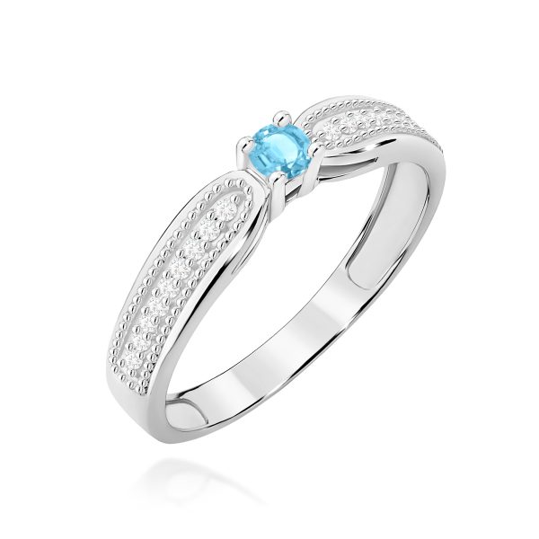 Pierścionek z kamieniem topaz swiss 0,15 ct W0449 – białe złoto próby 585 – widok produktu 1