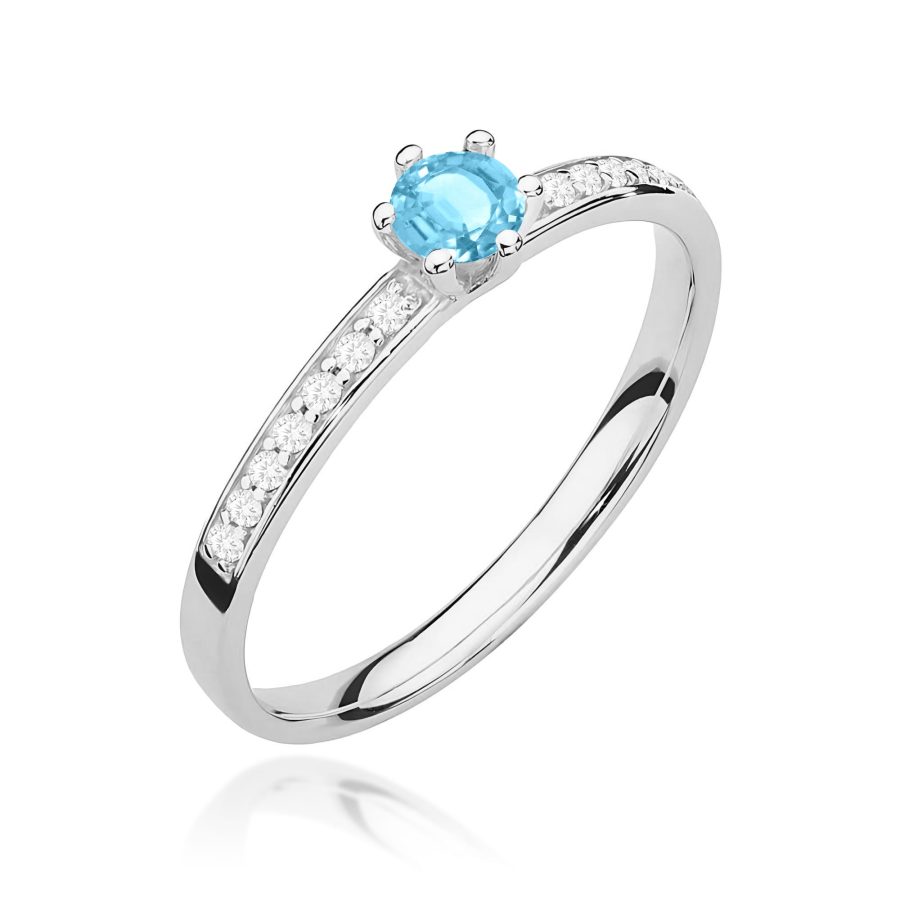 Pierścionek z kamieniem topaz swiss 0,15 ct W0459 – białe złoto próby 585 – widok produktu 1
